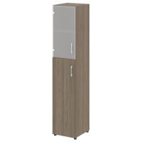 Шкаф высокий узкий левый (1 средний фасад ЛДСП + 1 низкий фасад стекло) Yalta LT.SU-1.7 L/R вяз благородный